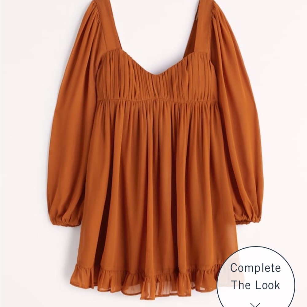 Abercrombie Long-Sleeve Ruched Babydoll Mini Dress